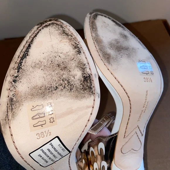 Sophia Webster Evangeline White & Rose Gold High Heel Sandals, size 8.5 - Picture 6 of 9